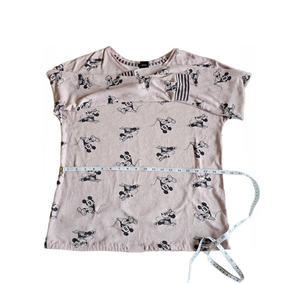 Disney Women's Pajama Top Pink with Black Mickey Pattern - Picture 8 of 15